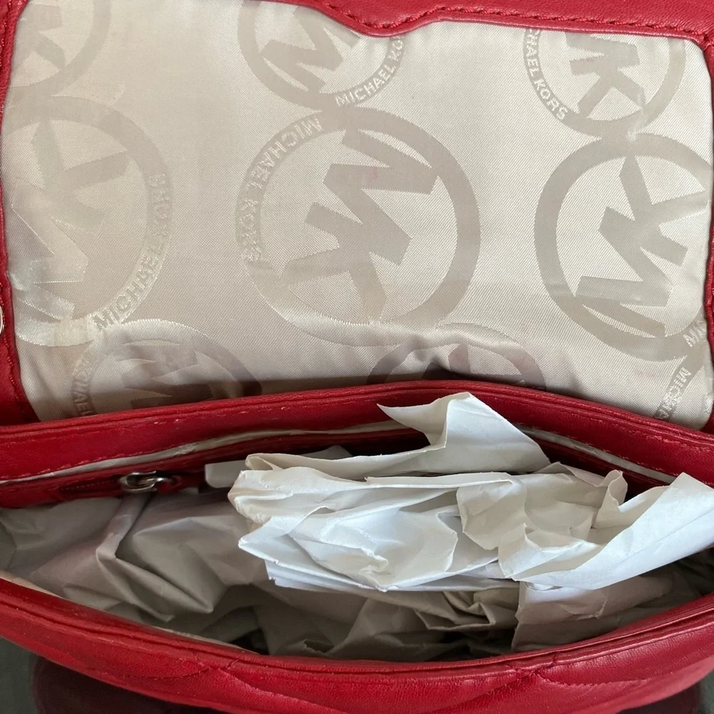 Michael Kors Red Quilted Clutch with Chain